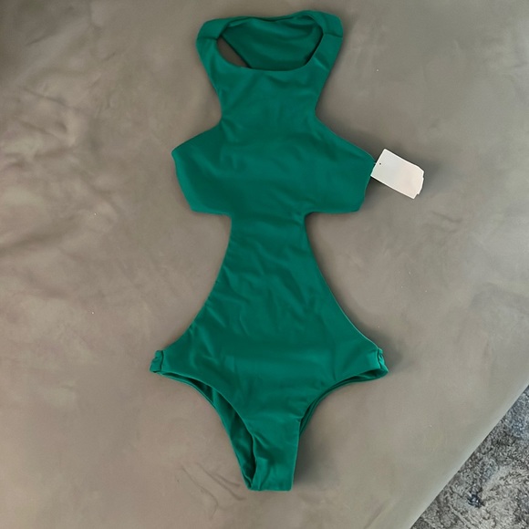 Emerald Green Mikoh Osaka Cut-Out One-Piece - Picture 3 of 4